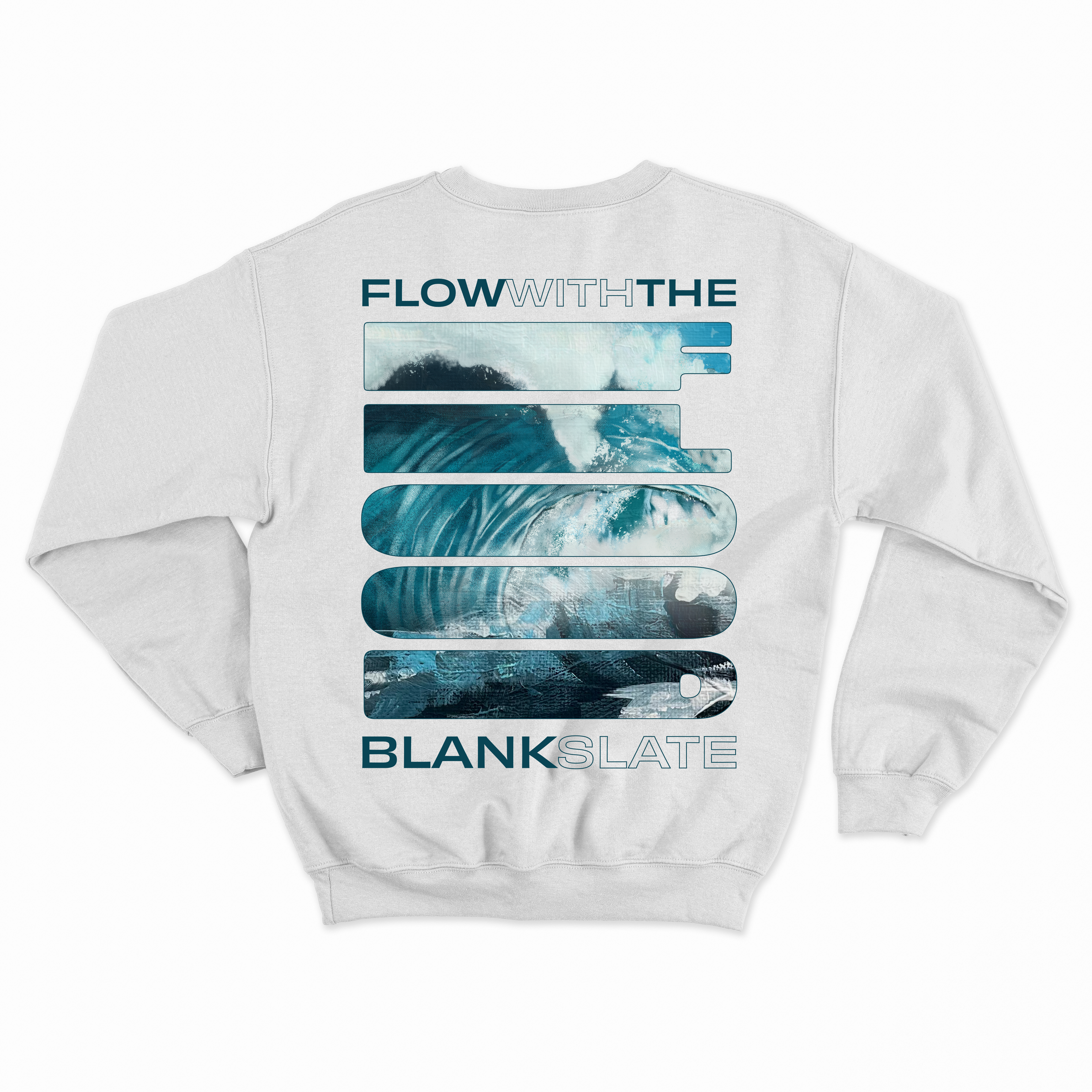 Blank Slate:  Flow With The Flood Crew Neck (white)