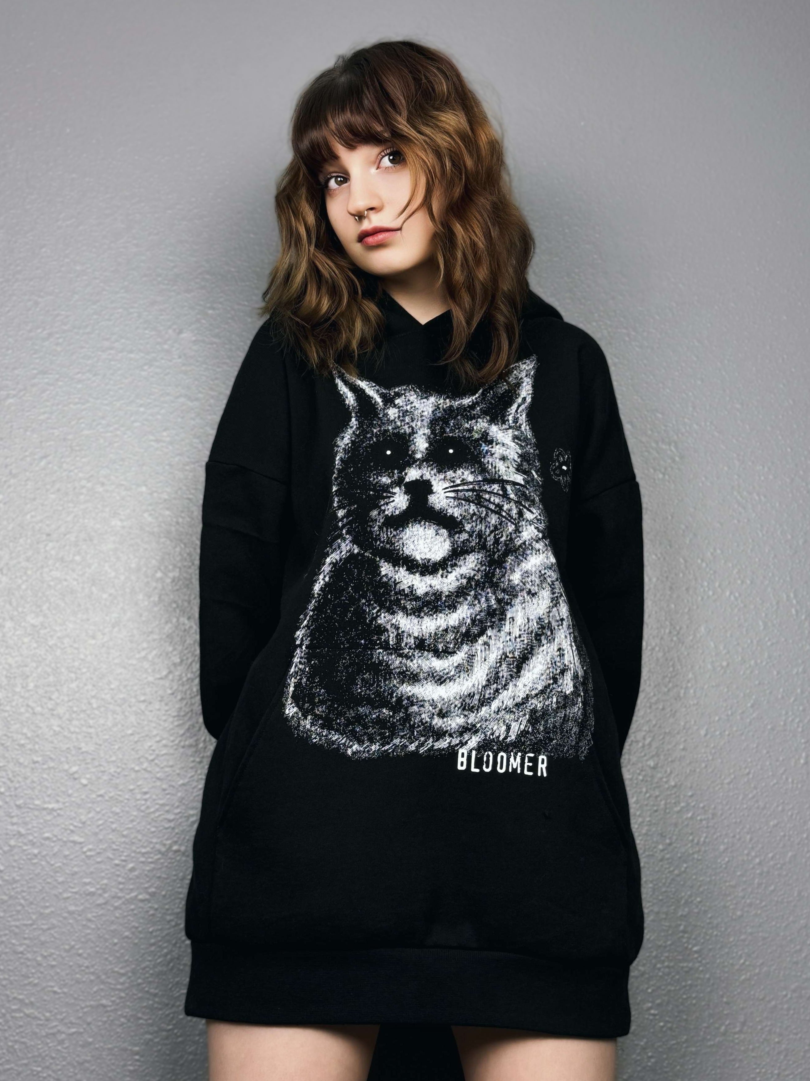 Bloomer "Cat" Drop Shoulder Oversized Pullover Hoodie
