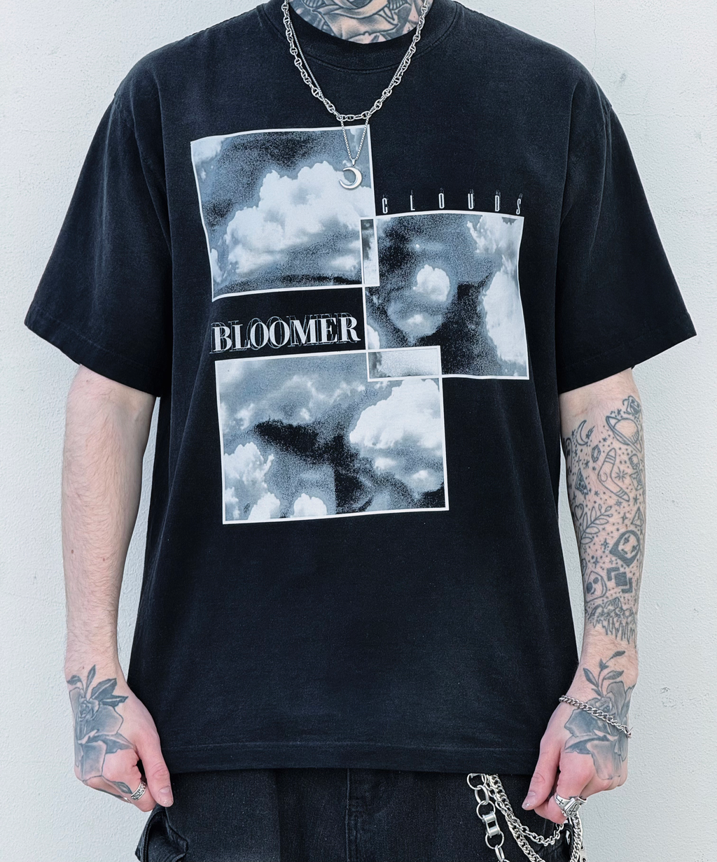 Bloomer "Clouds" Black Oversized Drop-Shoulder Tee