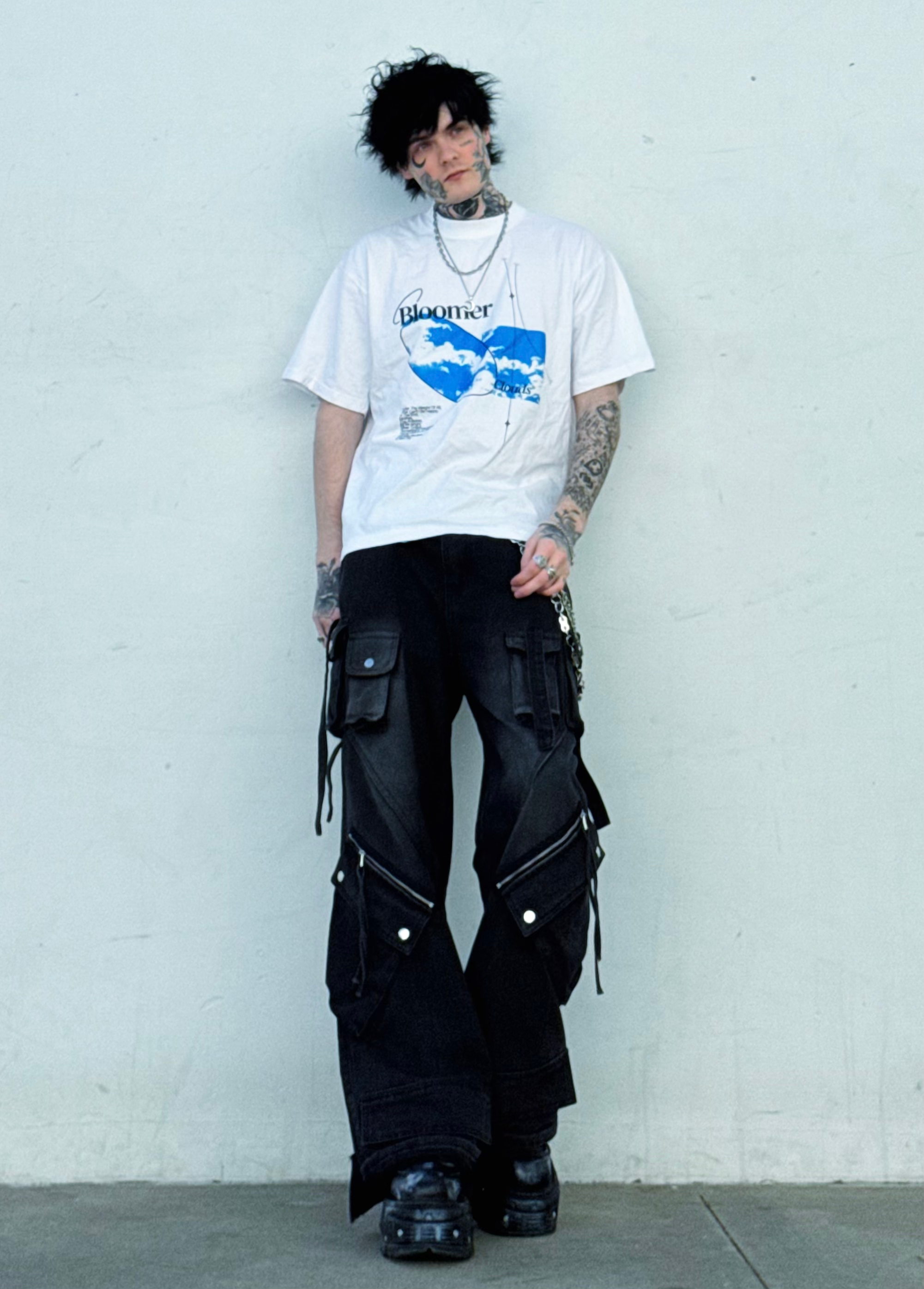 Bloomer "Sky" White Oversized Drop-Shoulder Tee