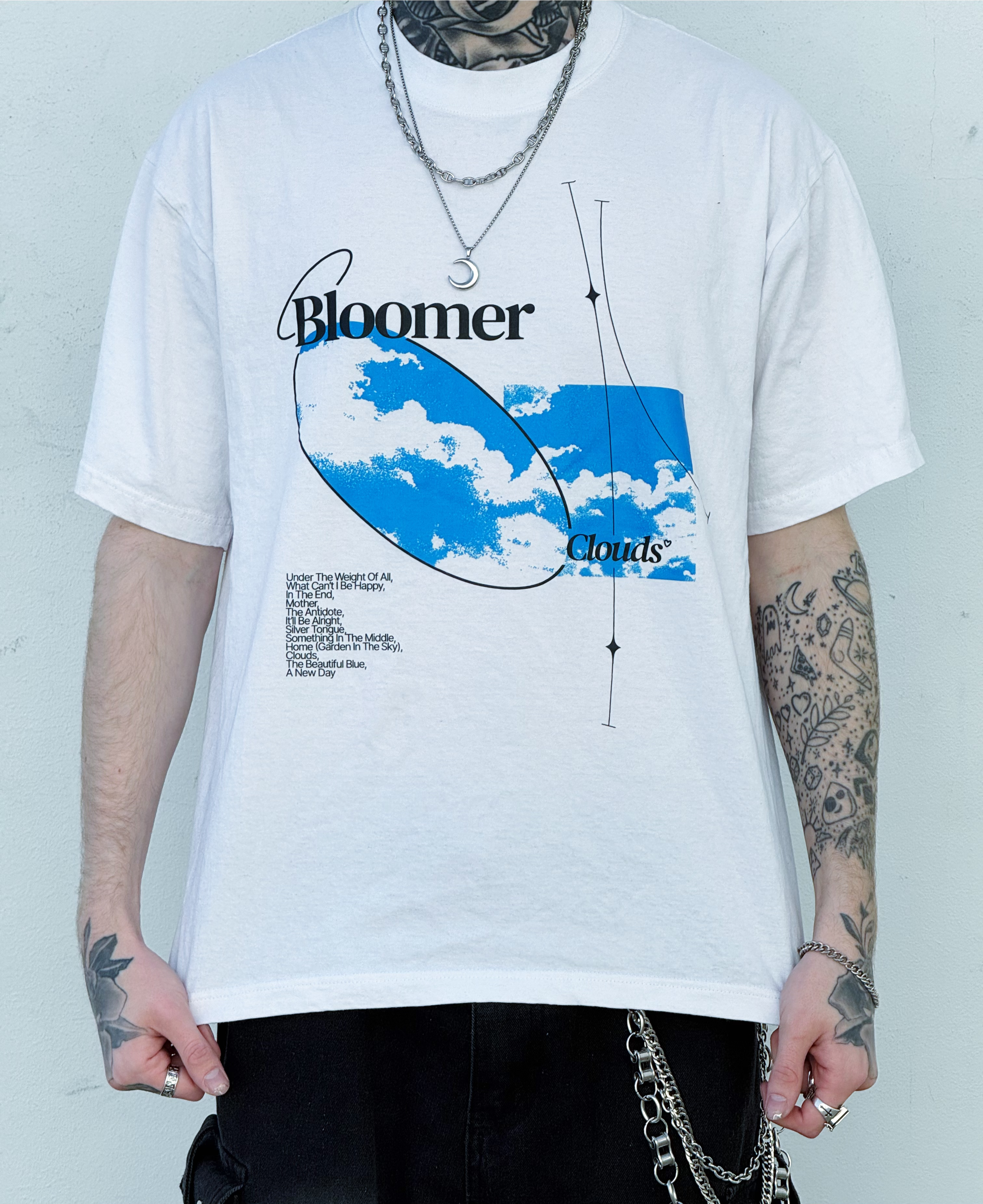 Bloomer "Sky" White Oversized Drop-Shoulder Tee